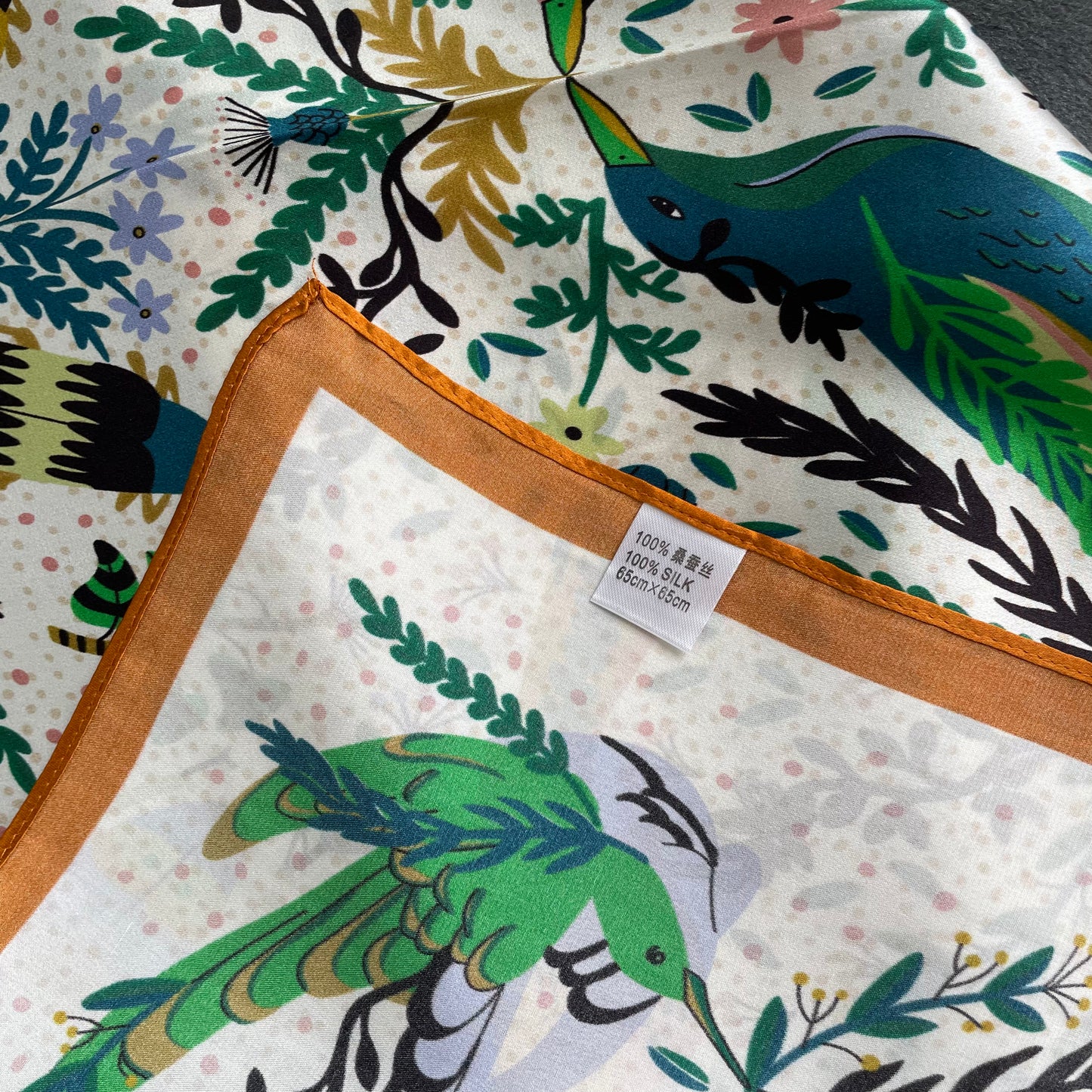 100% Pure Silk Multicolour Large Silk Scarf / Headscarf-The Pipit Garden - 26”Silk Scarf / Headscarf