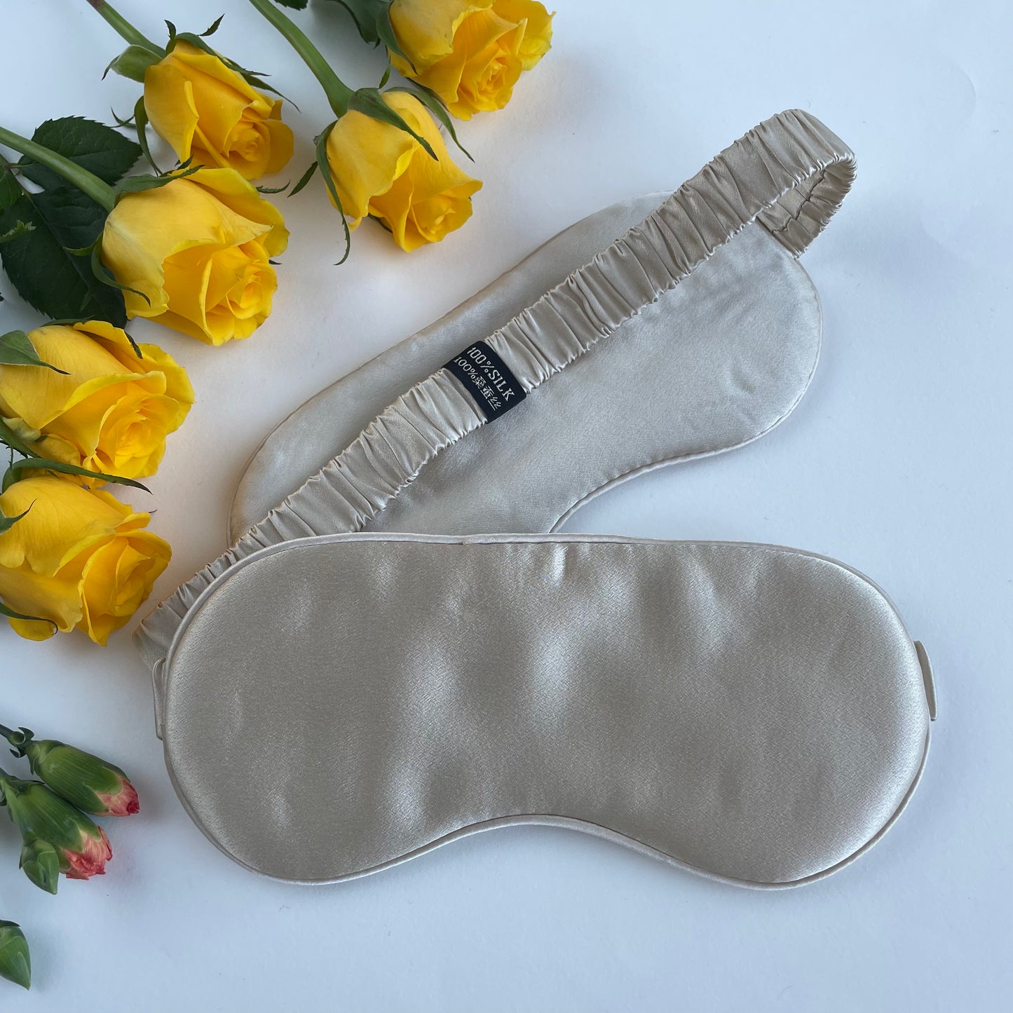 100% Mulberry Silk Ultra Soft Silk Filled Silk Eye Mask - Ideal Silk Sleep Eye Mask-The Light Champagne