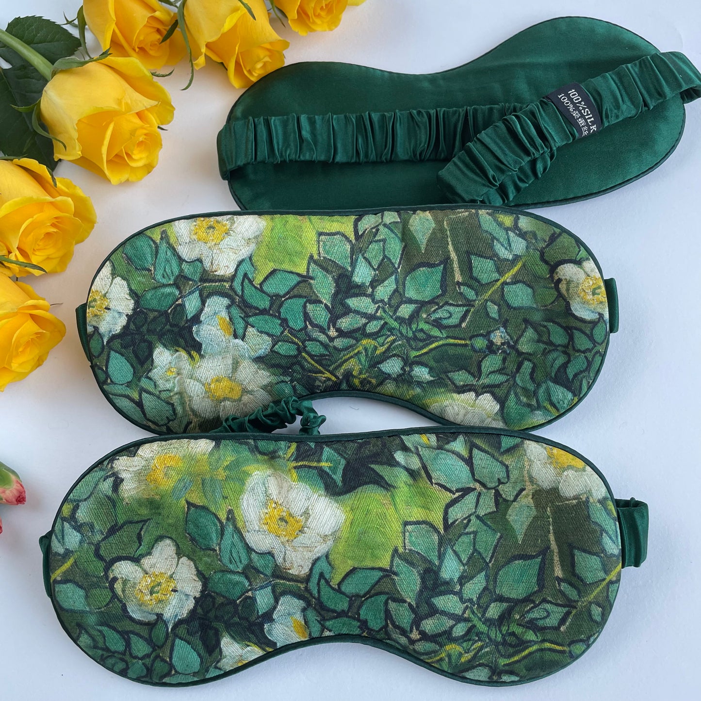 100% Mulberry Silk Ultra Soft Silk Filled Silk Eye Mask - Ideal Silk Sleep Eye Mask-The White Rose