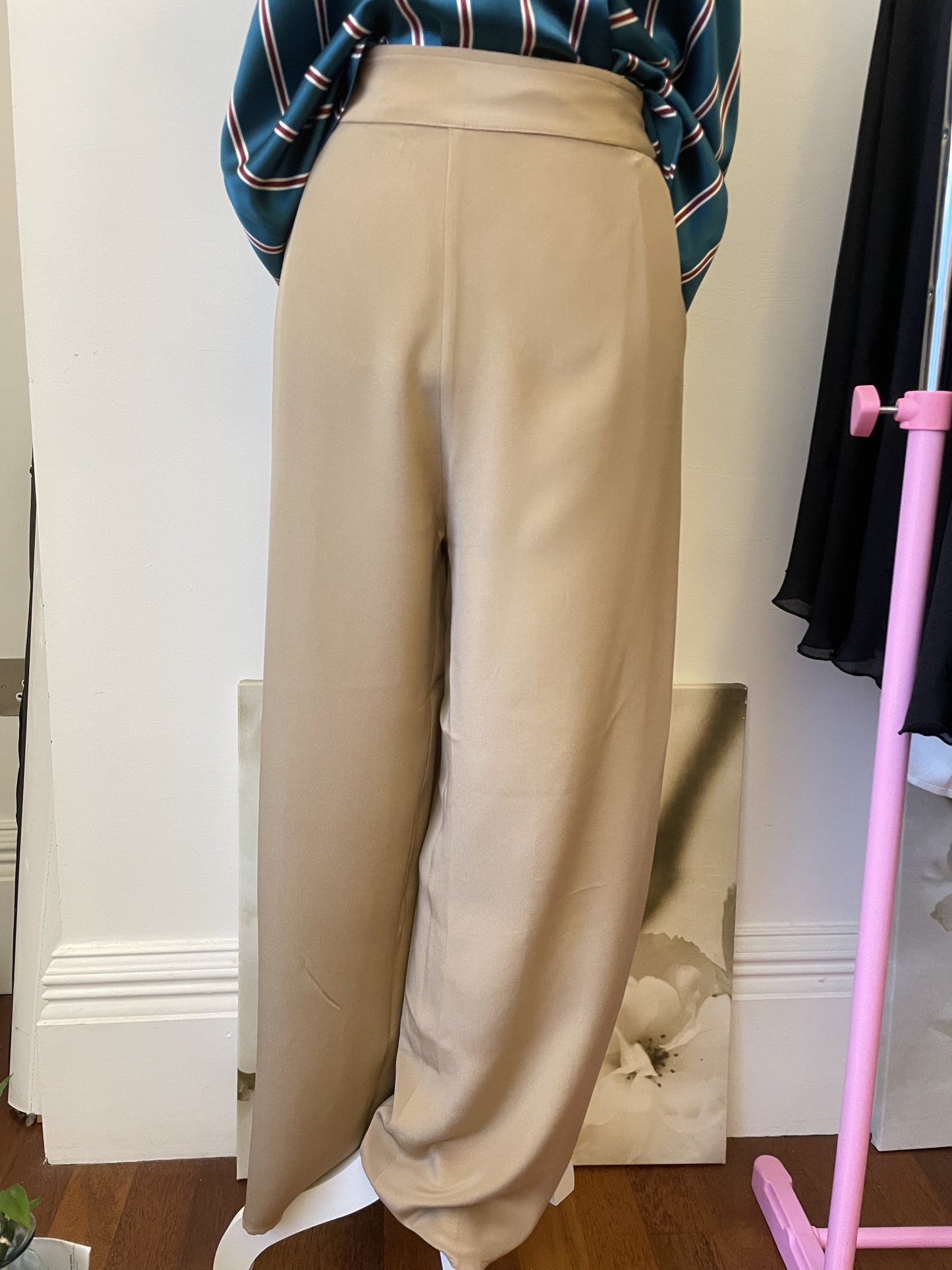 100% Pure Mulberry Silk Black Wide leg Pants