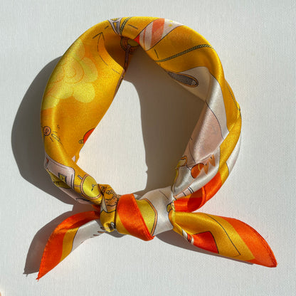 100% Mulberry Silk Scarf-Small Square Multicolor Silk Scarf, lightweight Luxury Neck Hair Scarf - The Horse