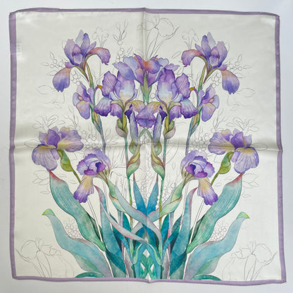 100% Pure Silk Multicolor 20" Silk Square Scarf -The Irises