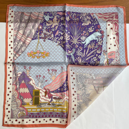 100% Pure Silk Multicolour Large Silk Scarf / Headscarf-The Summer Dream- 26”Silk Scarf / Headscarf