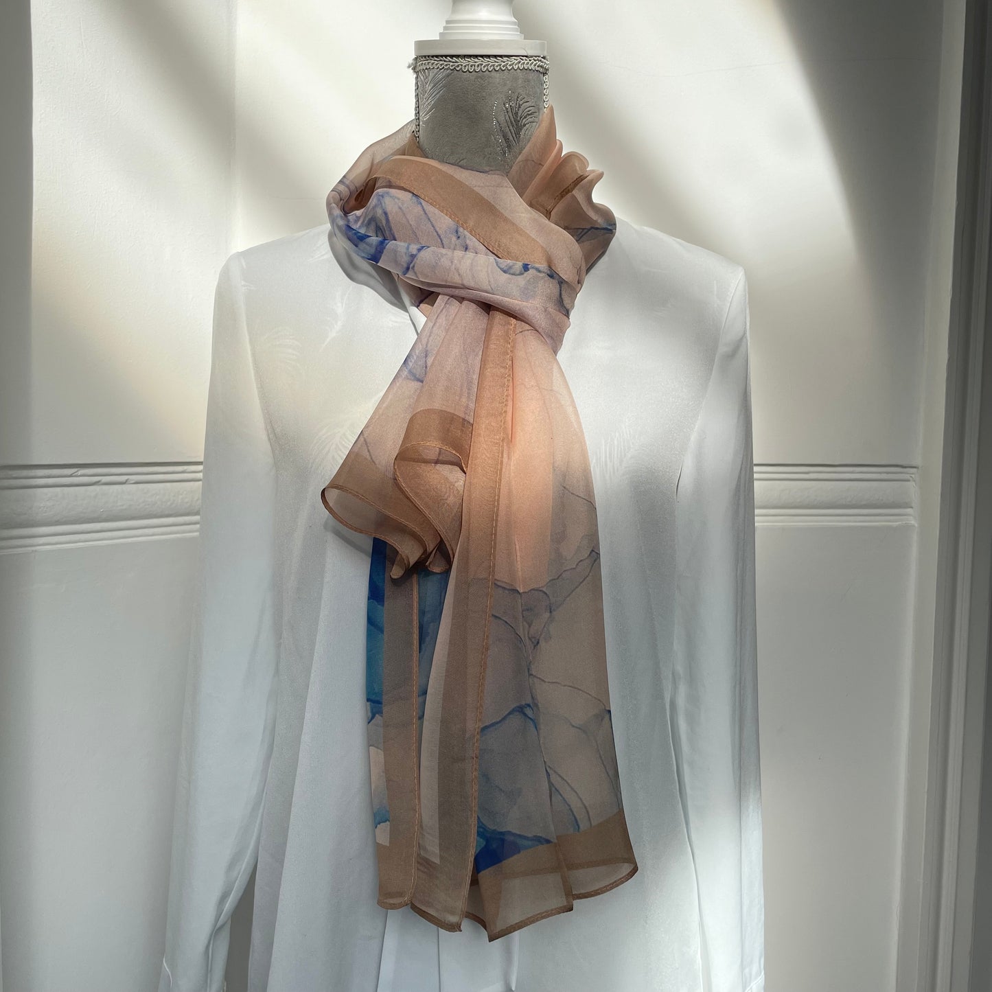 100% Pure Silk Multicolour long Silk Scarf / Headscarf-The Rose