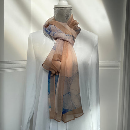 100% Pure Silk Multicolour long Silk Scarf / Headscarf-The Rose