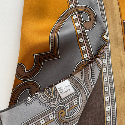 100% Pure Silk Multicolour long Silk Scarf / Headscarf-The Orange Pasiley