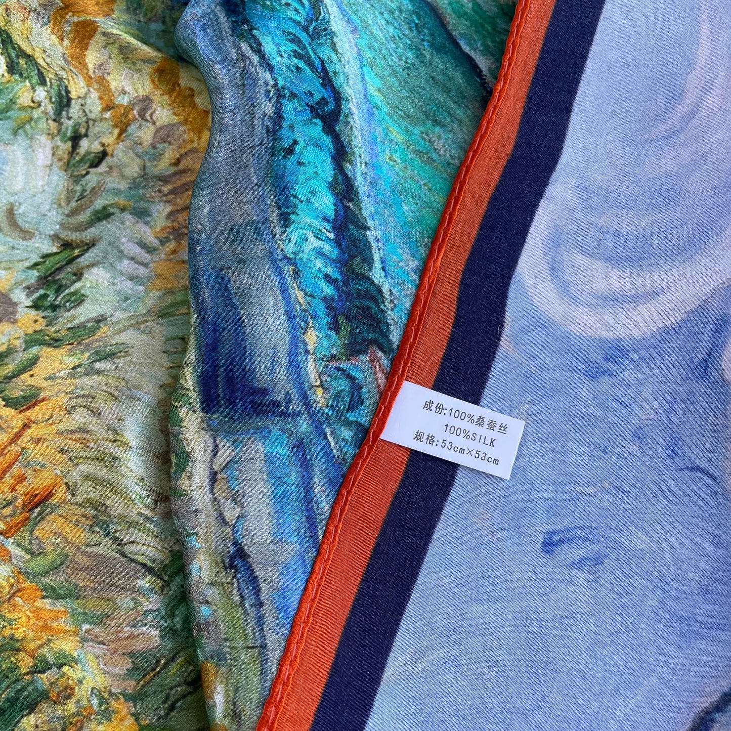 100% Pure Silk Multicolour Small Silk Scarf -The Landscape