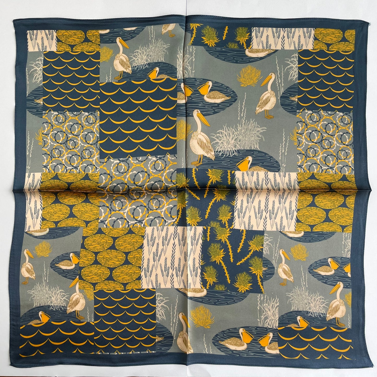100% Pure Silk Multicolour Small Silk Scarf -The Teals