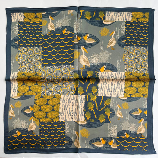 100% Pure Silk Multicolour Small Silk Scarf -The Teals