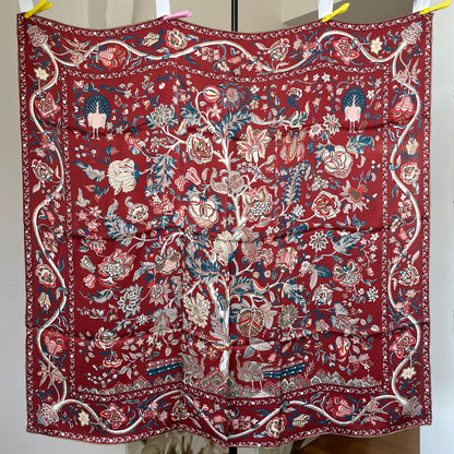 100% Pure Mulberry Silk Multicolour Handmade Large Silk Scarf 43"- The Life Tree III