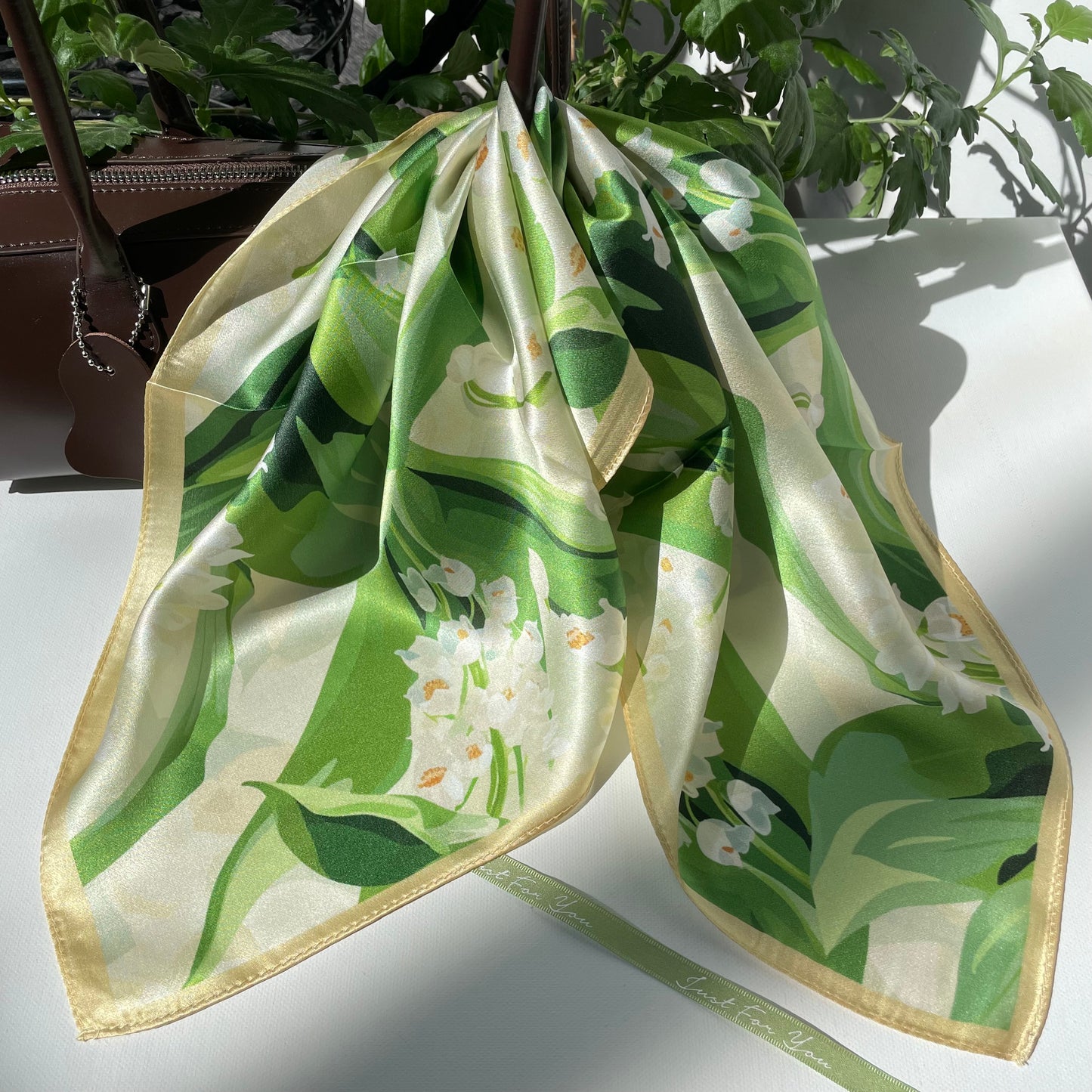 100% Pure Silk Multicolor 20" Silk Square Scarf -The Flowers