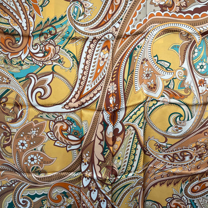 100% Pure Mulberry Silk Multicolour Handmade Large Silk Scarf 43"- The Paisleys