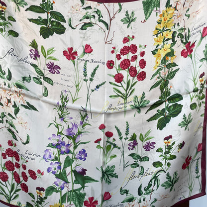 100% Pure Silk Multicolour Large Silk Scarf / Headscarf-The English Garden- 26”Silk Scarf / Headscarf