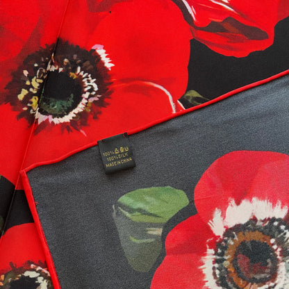 100% Pure Mulberry Silk Extra Large Hand Rolled Silk Scarf 35"- The Peony