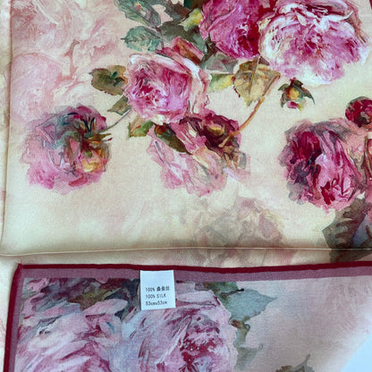 100% Pure Silk Multicolour Small Silk Scarf -The Rose