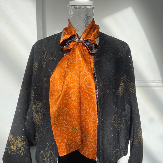 100% Mulberry Silk Skinny Scarf, Multicolour Silk Neck Scarf /Luxury Style Scarf/Silk Hair Scarf-The Lines