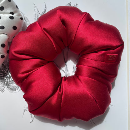 Luxury Oversized Puffy Mulberry Silk Scrunchie | 30 Momme Silk Hair Tie | Premium Silk Hair Accessory Gift for Women