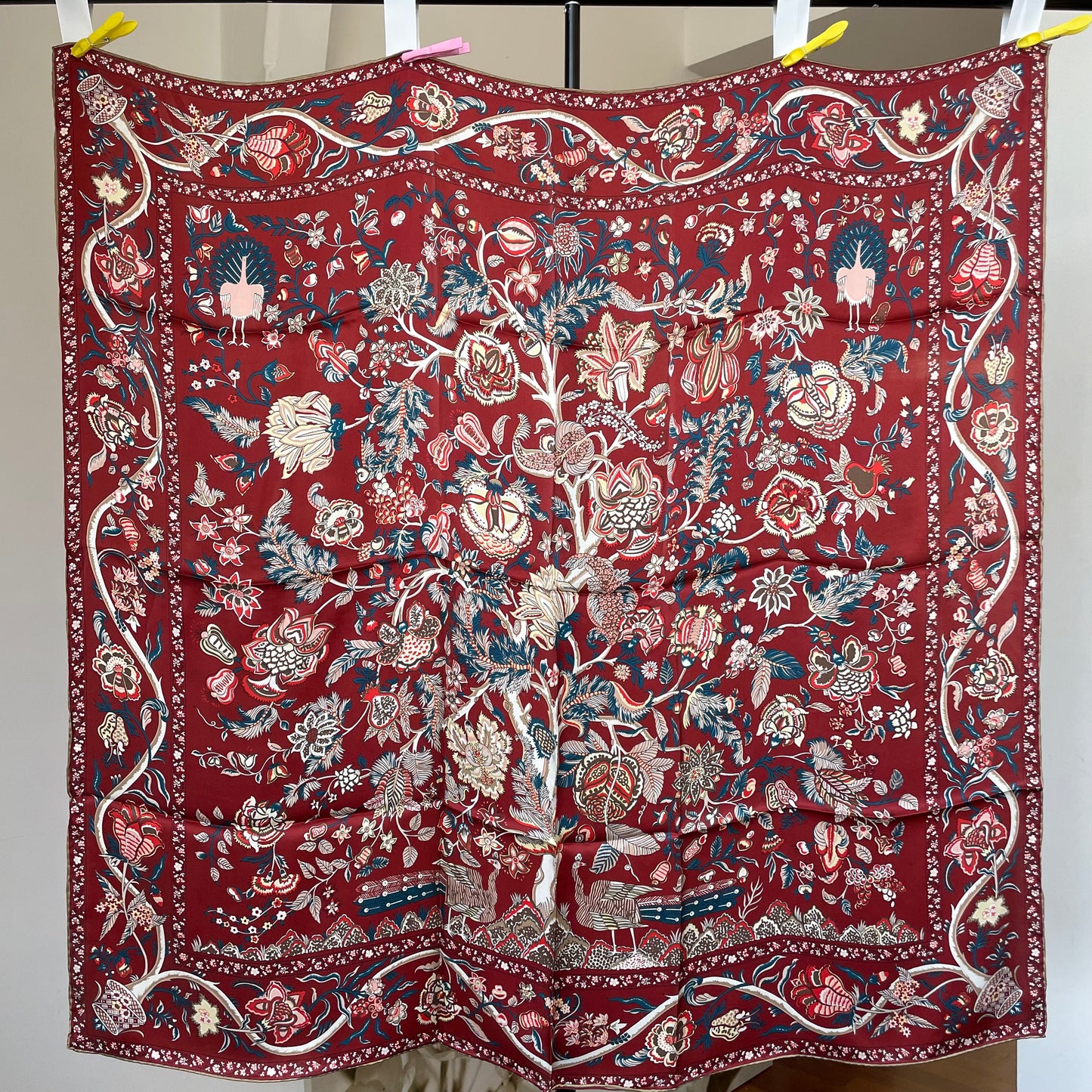 100% Pure Mulberry Silk Multicolour Handmade Large Silk Scarf 43"- The Life Tree III