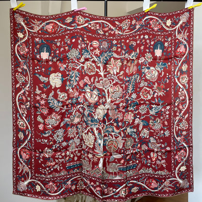 100% Pure Mulberry Silk Multicolour Handmade Large Silk Scarf 43"- The Life Tree III