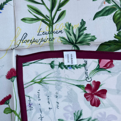 100% Pure Silk Multicolour Large Silk Scarf / Headscarf-The English Garden- 26”Silk Scarf / Headscarf