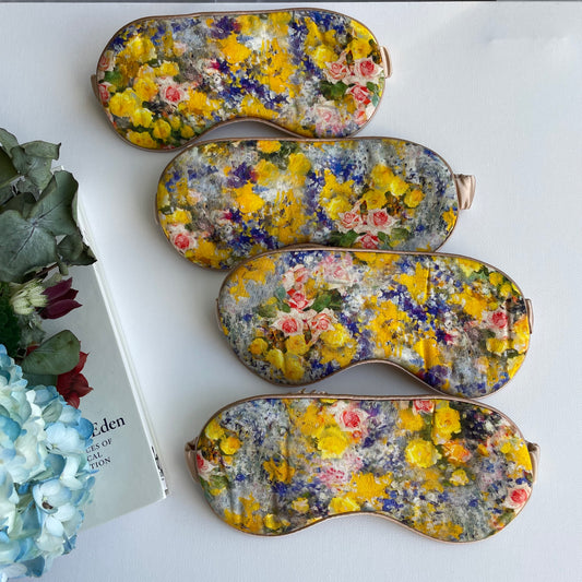 100% Mulberry Silk Ultra Soft Silk Filled Silk Eye Mask - Ideal Silk Sleep Eye Mask-The Yellow Rose