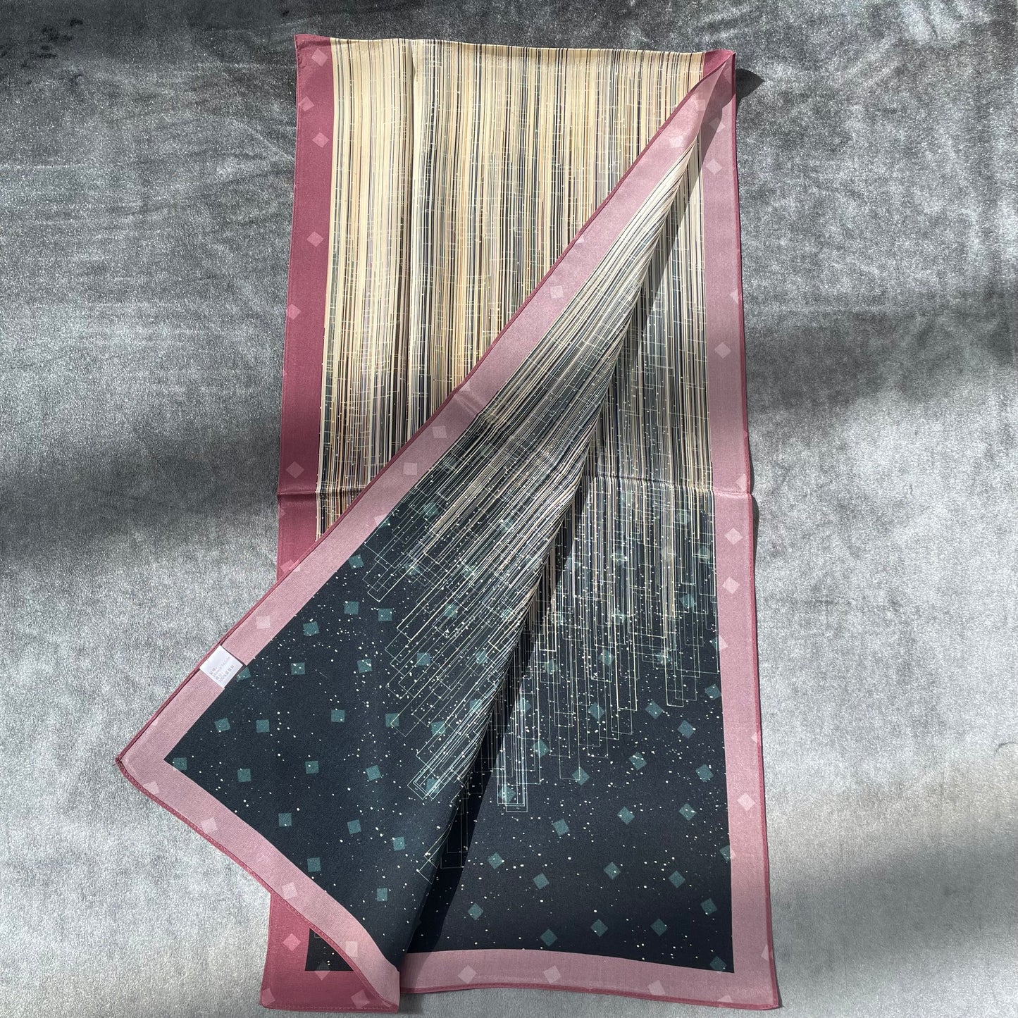 100% Pure Silk Multicolour long Silk Scarf / Headscarf-The Lines