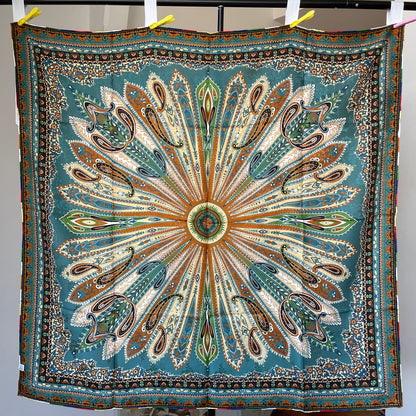 100% Pure Mulberry Silk Duo-Color Handmade Large Silk Scarf 43"- The Feathers