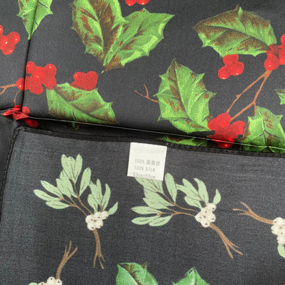 100% Pure Silk Multicolour Small Silk Scarf -The Holly