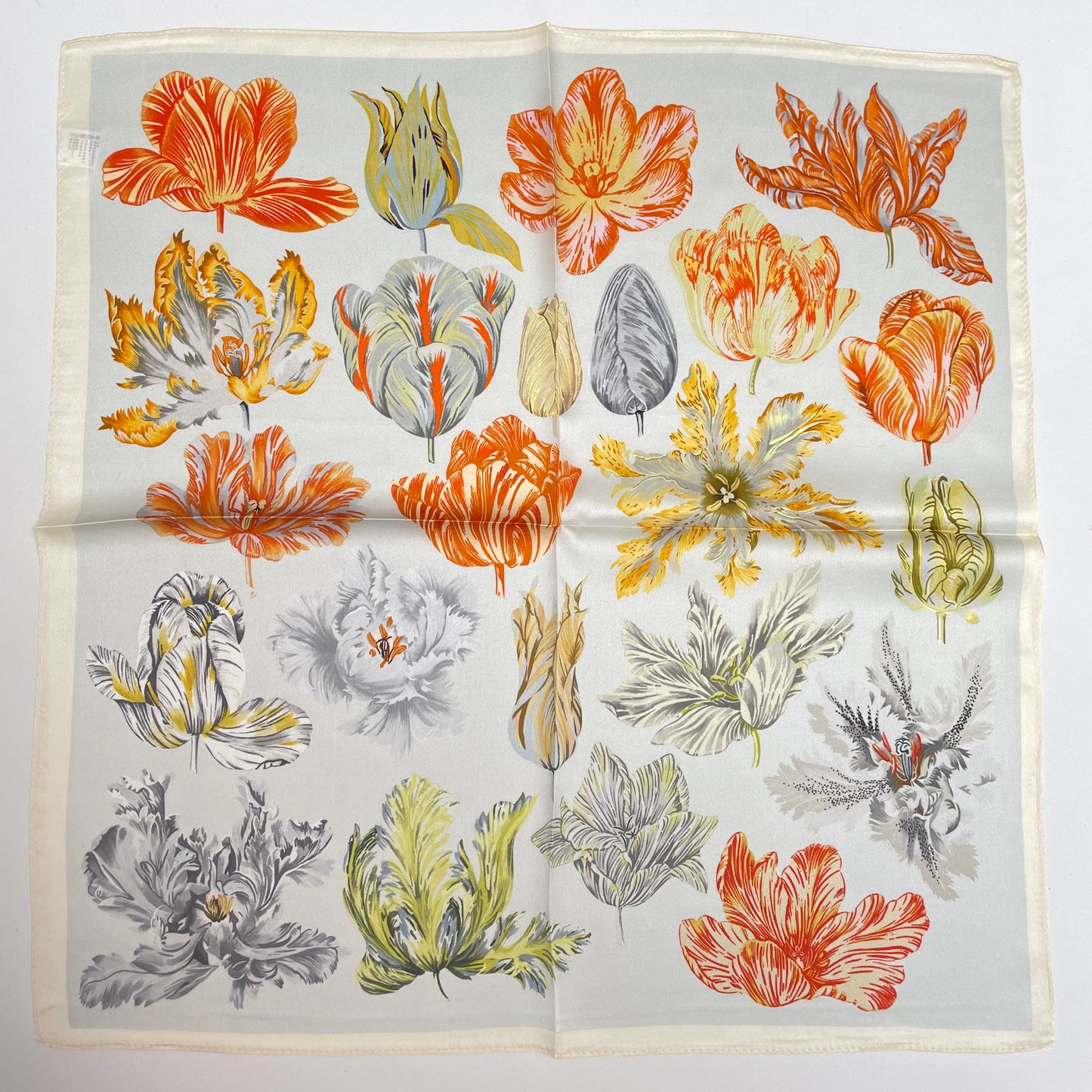 100% Pure Silk Multicolor 20" Silk Square Scarf-The Tulips