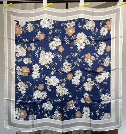 100% Pure Mulberry Silk Multicolour Handmade Large Silk Scarf 43"- The Flowers