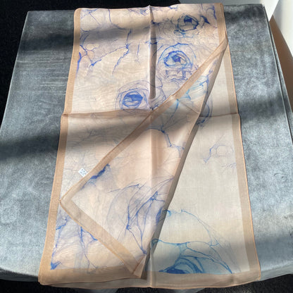 100% Pure Silk Multicolour long Silk Scarf / Headscarf-The Rose