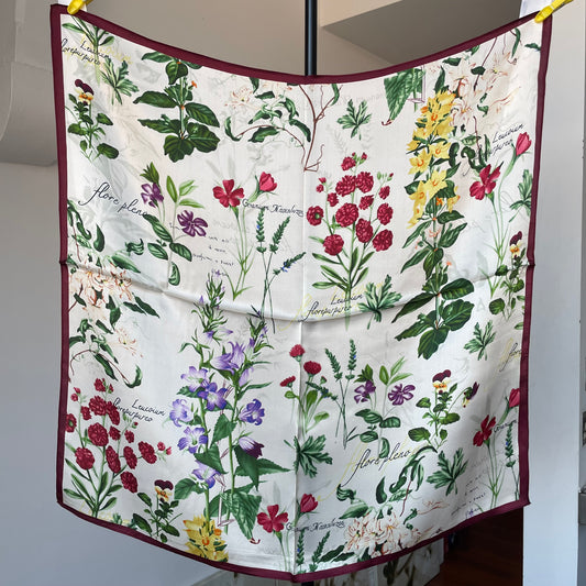 100% Pure Silk Multicolour Large Silk Scarf / Headscarf-The English Garden- 26”Silk Scarf / Headscarf