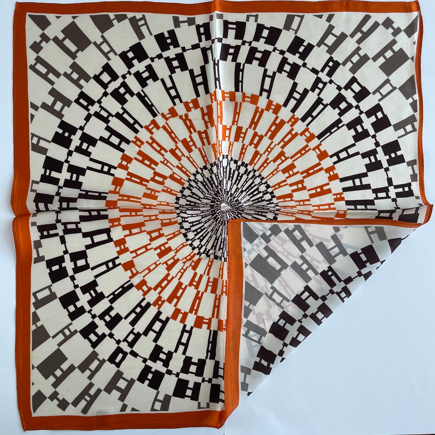 100% Pure Silk Multicolour Small Silk Scarf -The Orange H