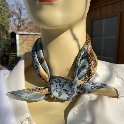 100% Mulberry Silk Scarf-Small Square Multicolor Silk Scarf, lightweight Luxury Neck Hair Scarf - The Rabbits