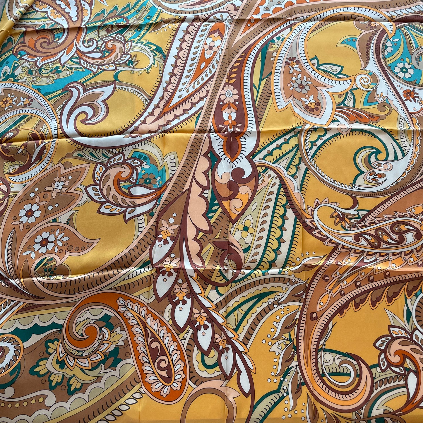 100% Pure Mulberry Silk Multicolour Handmade Large Silk Scarf 43"- The Paisleys