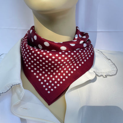 100% Mulberry Silk Scarf-Small Square Multicolor Silk Scarf, lightweight Luxury Neck Hair Scarf - The Burgundy Dots