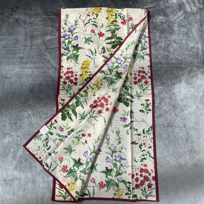 100% Pure Silk Multicolour long Silk Scarf / Headscarf-The English Garden