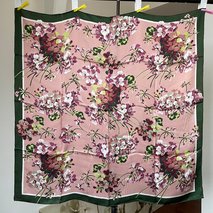 100% Pure Mulberry Silk Multicolour Handmade Large Silk Scarf 43"- The Purple Flowers