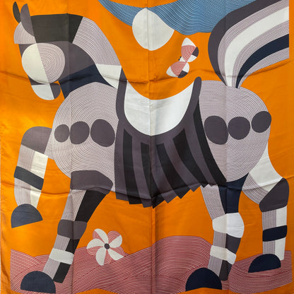 100% Pure Mulberry Silk Multicolour Handmade Large Silk Scarf 43"- The Trojan Horse