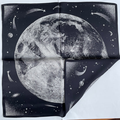 100% Pure Silk Multicolour Small Silk Scarf -The Moon & Flying Horse