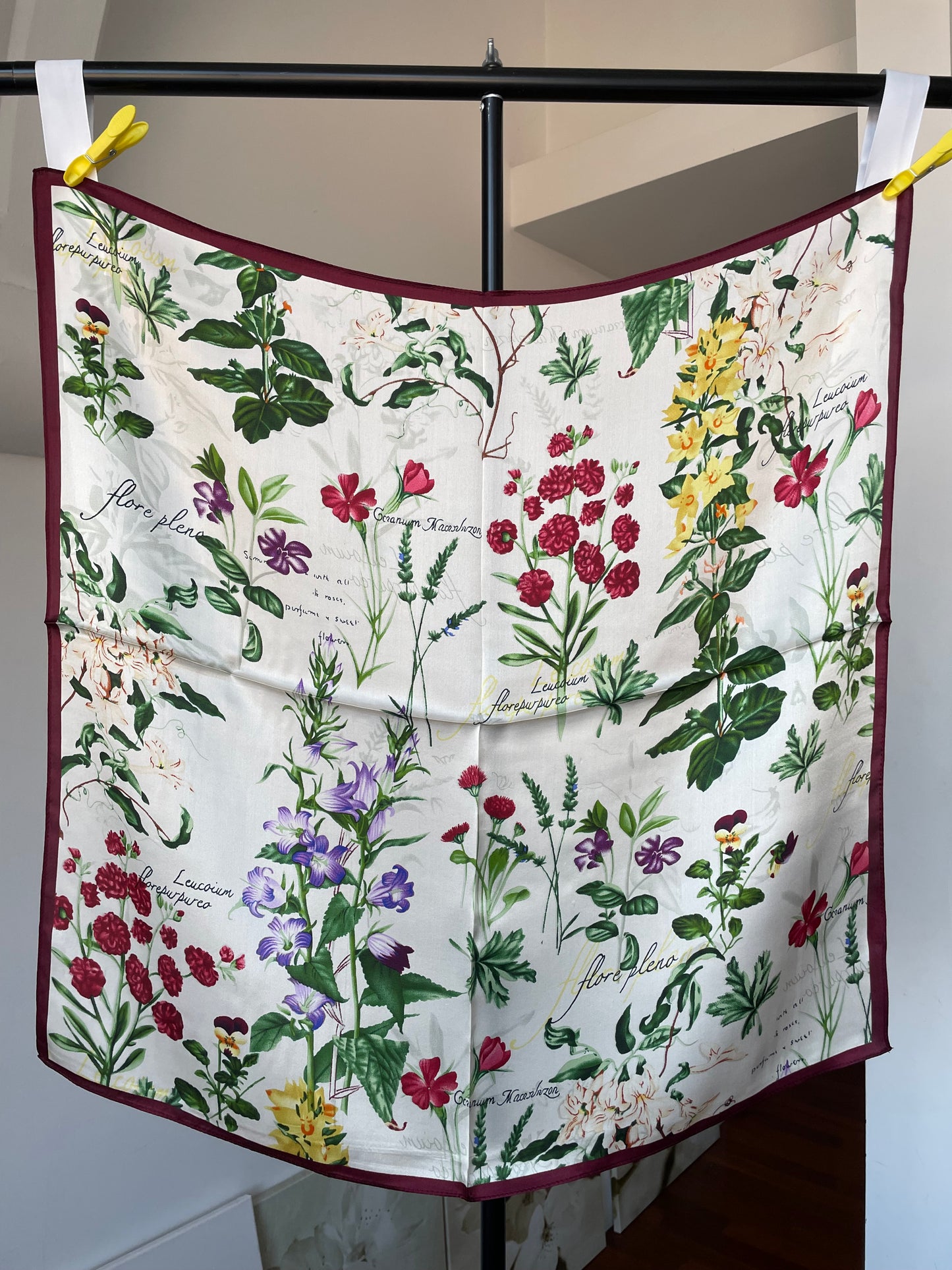 100% Pure Silk Multicolour Large Silk Scarf / Headscarf-The English Garden- 26”Silk Scarf / Headscarf