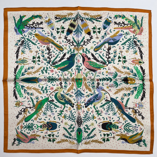 100% Pure Silk Multicolour Small Silk Scarf -The Pipit Garden