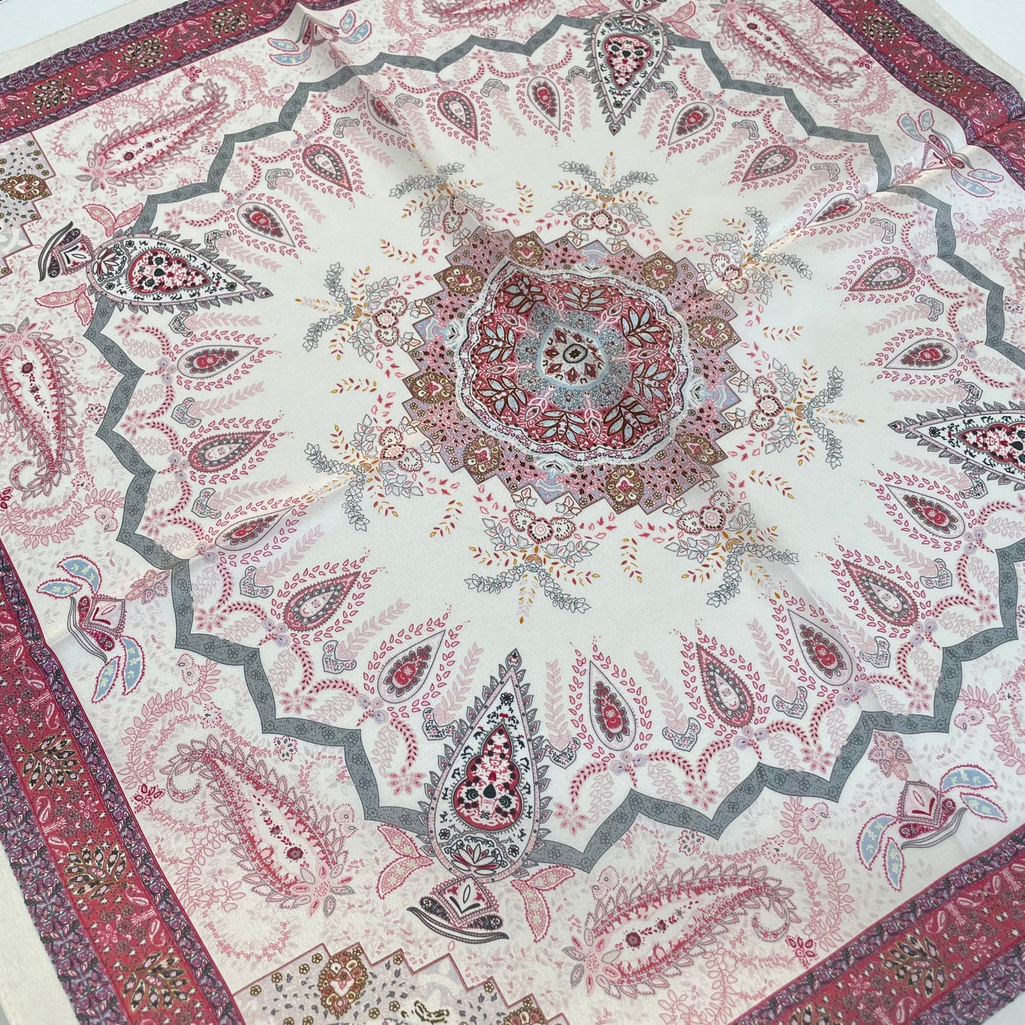 100% Pure Silk Multicolor 20" Silk Square Scarf -The Paisleys