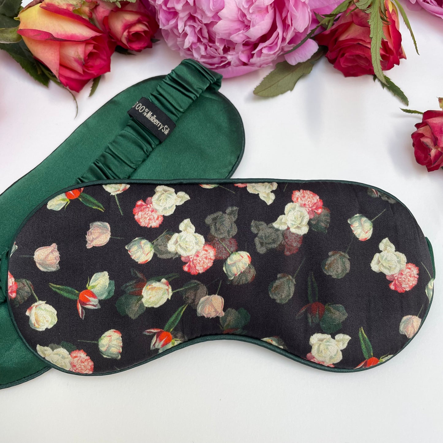 100% Mulberry Silk Eye Mask – Ultra-Soft, Breathable, and Elegant (The White Rose)