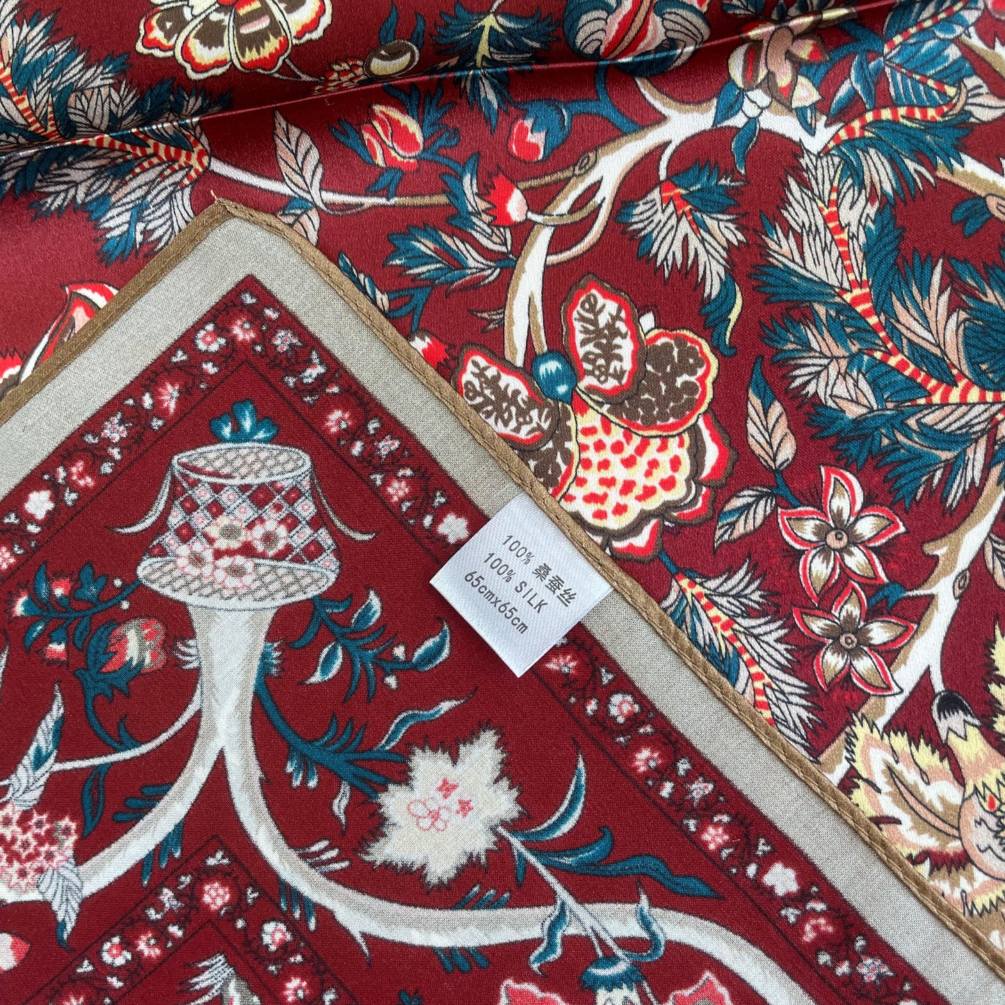 100% Pure Silk Multicolour Large Silk Scarf / Headscarf-The Life Tree- 26”Silk Scarf / Headscarf