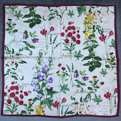 100% Pure Silk Multicolour Large Silk Scarf / Headscarf-The English Garden- 26”Silk Scarf / Headscarf