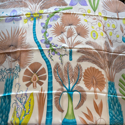 100% Pure Mulberry Silk Multicolour Handmade Large Silk Scarf 43"- The Palm