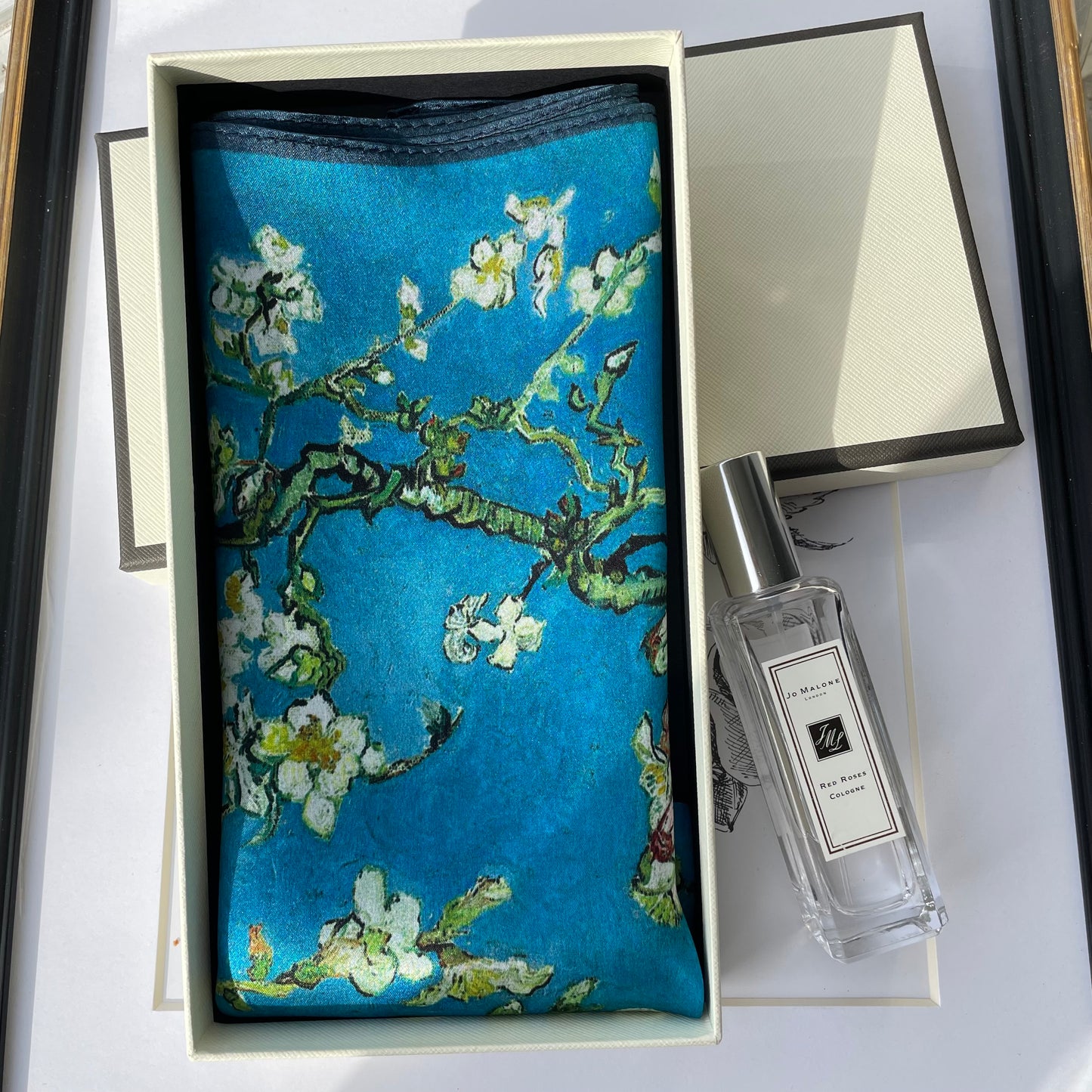 100% Pure Silk Multicolor 20" Silk Square Scarf -The Flowers