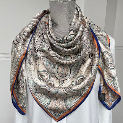 Exquisite Duo-Colour Mulberry 43” Silk Scarf: Hand-Rolled Edge, 6A Grade - The Paisleys