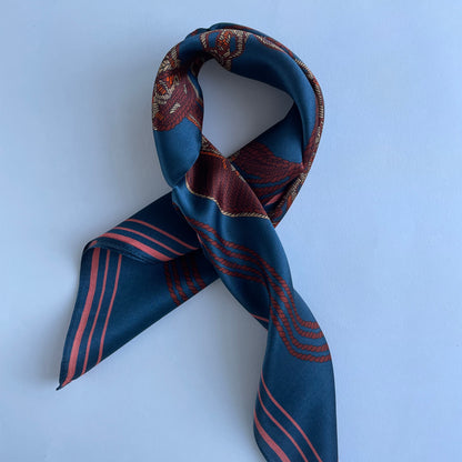 100% Pure Silk Multicolour Small Silk Scarf -The Brown Horseshoe